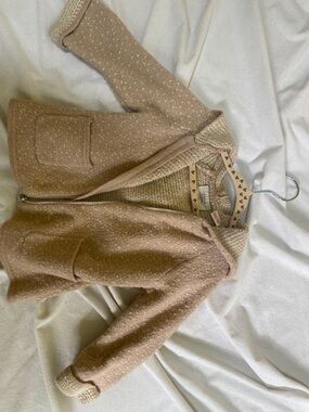Baby Girl Zara Textured Zip-Front Jacket in Beige